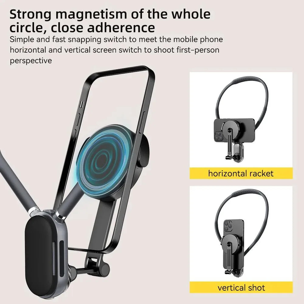 Strong Magnetic Neck Mount Silicone Quick Release Holder For iPhone 16 17 15 14 13 Pro Max Sumsung Xiaomi Video Recording Stand