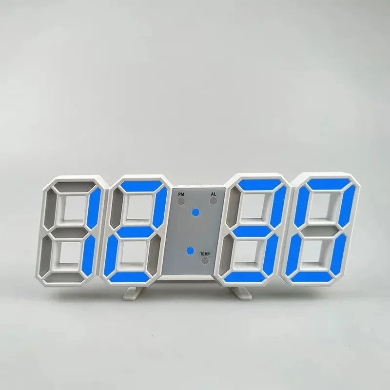 Night Digital Clock Wall Decor Mode Led Home and Decoration Clocks Hanging Watches Bedroom Room Large Interior 3D Light Garden