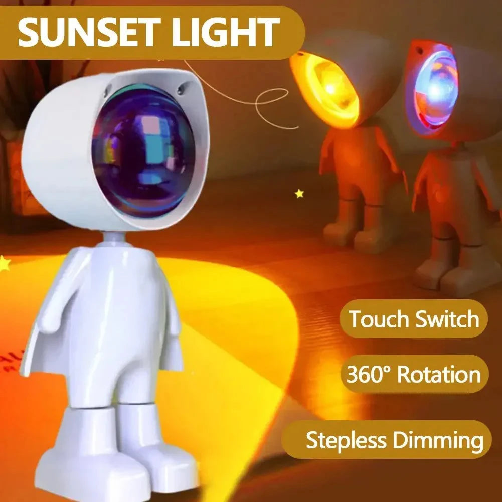 Astronaut Robot Rainbow Projection Sun Lamp Table Night Light Sunset Lamp Infinite Dimming Bedroom Atmosphere Light