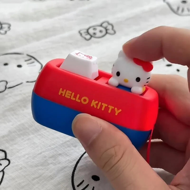 Sanrio Hello Kitty Voice Button Keyring Kt Cat Keycap Stress Relief Toy Cute Keyboard Button Squishy Desk Decor Birthday Gifts