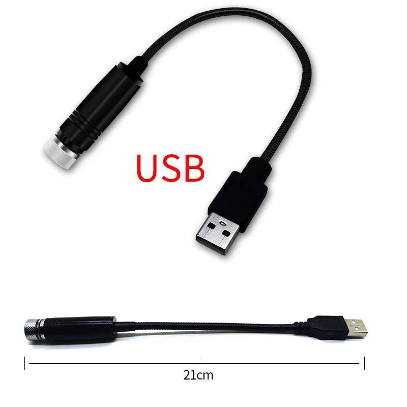 USB Car Interior Atmosphere Star Sky Lamp Ceiling Roof Light Car Ambient Light LED Projector Mini LED Car Roof Star RED Light