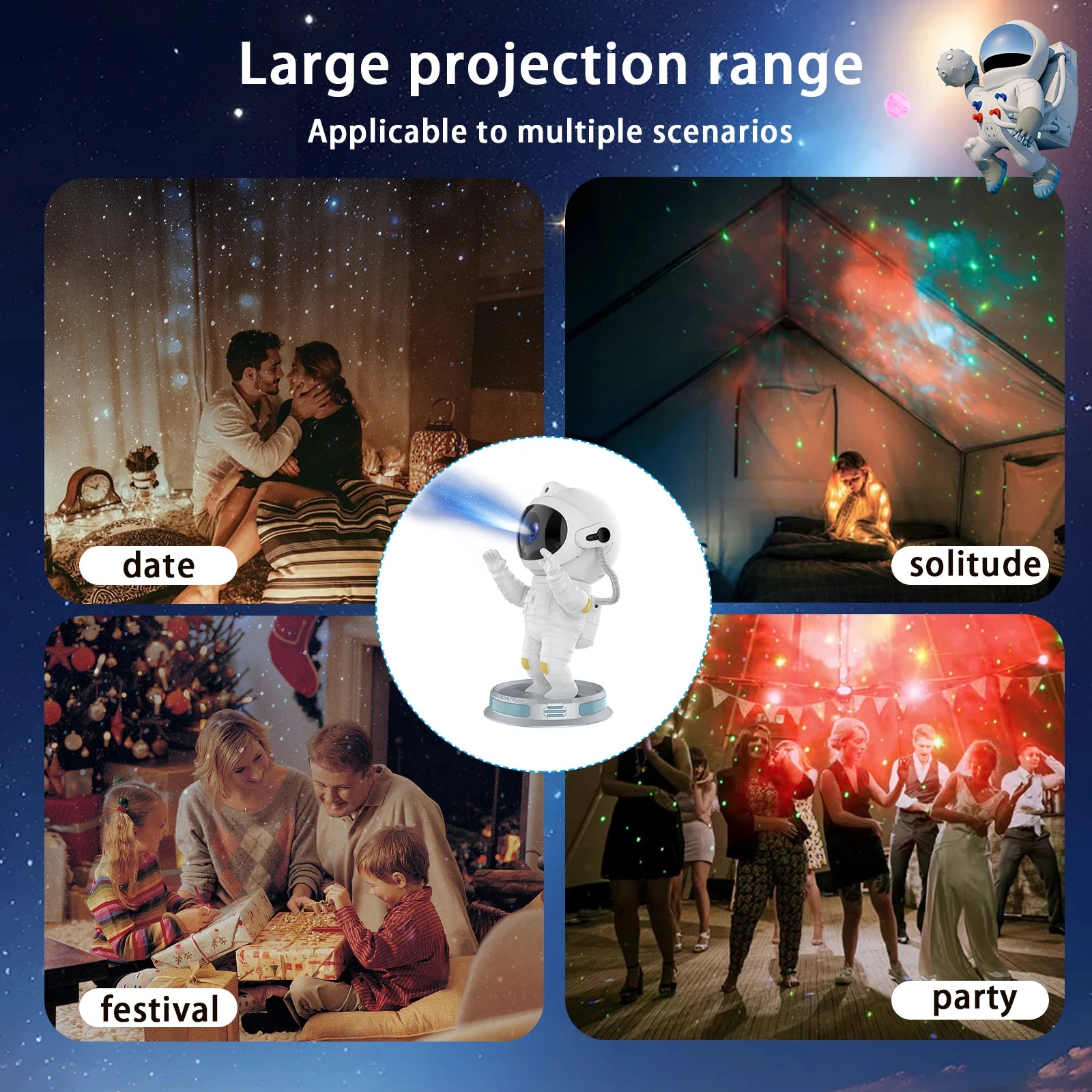 2025 Astronaut Star Projector Night Light: Multiple Lighting Modes Remote Control Galaxy Atmosphere Lamp for Bedroom Decor Gift