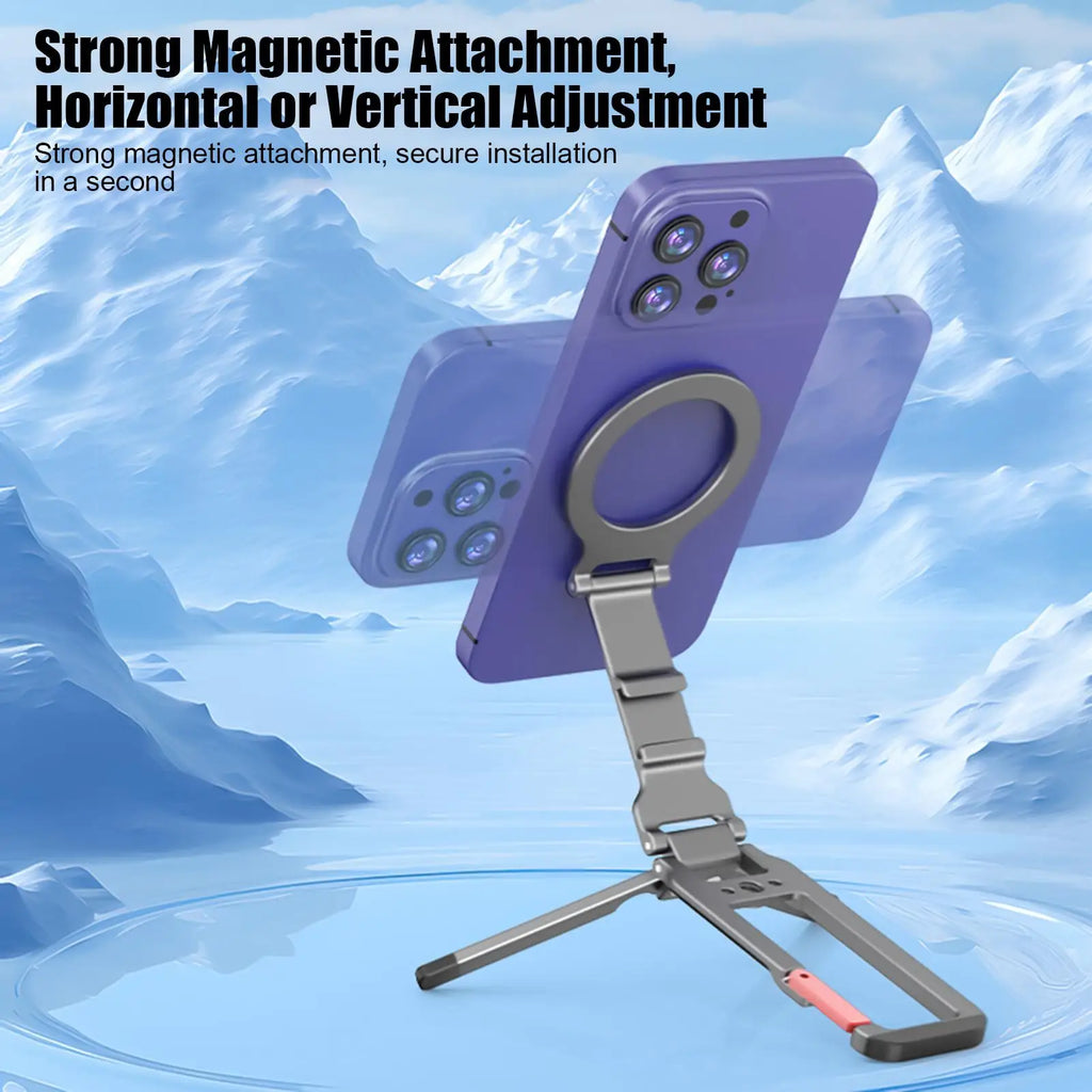 Tripod For Phone Foldable Magnetic Mount Phone Stand For Selfie Video Recording Content Creation Filming Gym Travel Vlog