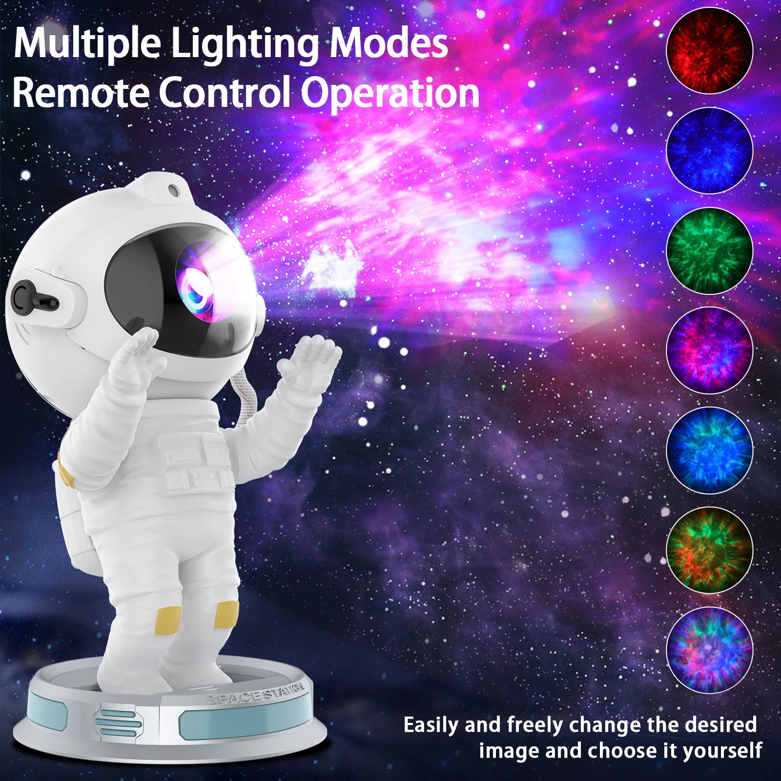 2025 Astronaut Star Projector Night Light: Multiple Lighting Modes Remote Control Galaxy Atmosphere Lamp for Bedroom Decor Gift