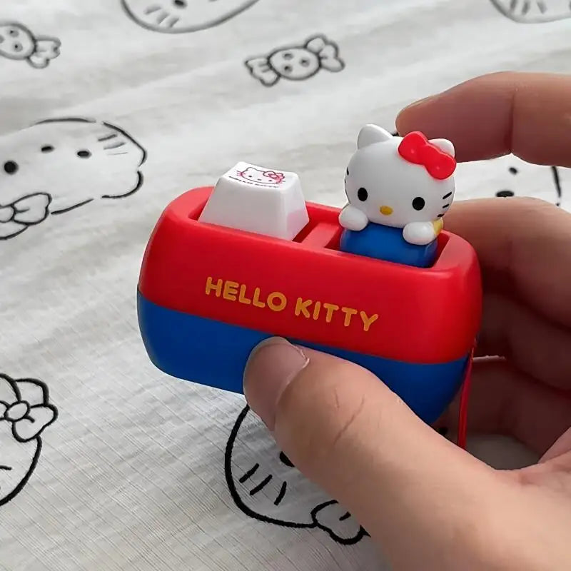 Sanrio Hello Kitty Voice Button Keyring Kt Cat Keycap Stress Relief Toy Cute Keyboard Button Squishy Desk Decor Birthday Gifts