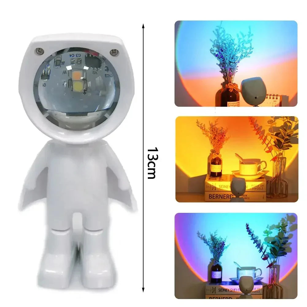 Astronaut Robot Rainbow Projection Sun Lamp Table Night Light Sunset Lamp Infinite Dimming Bedroom Atmosphere Light