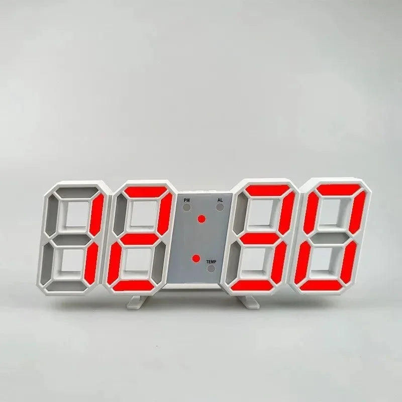 Night Digital Clock Wall Decor Mode Led Home and Decoration Clocks Hanging Watches Bedroom Room Large Interior 3D Light Garden
