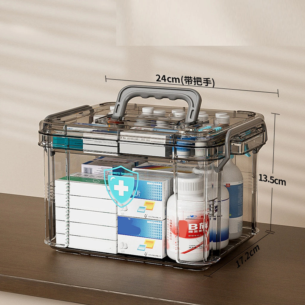 Multi-Layer Clear Medicine Box Large Capacity Storage Box Transparent Household Medicine Cabinet for First-aid Supplies