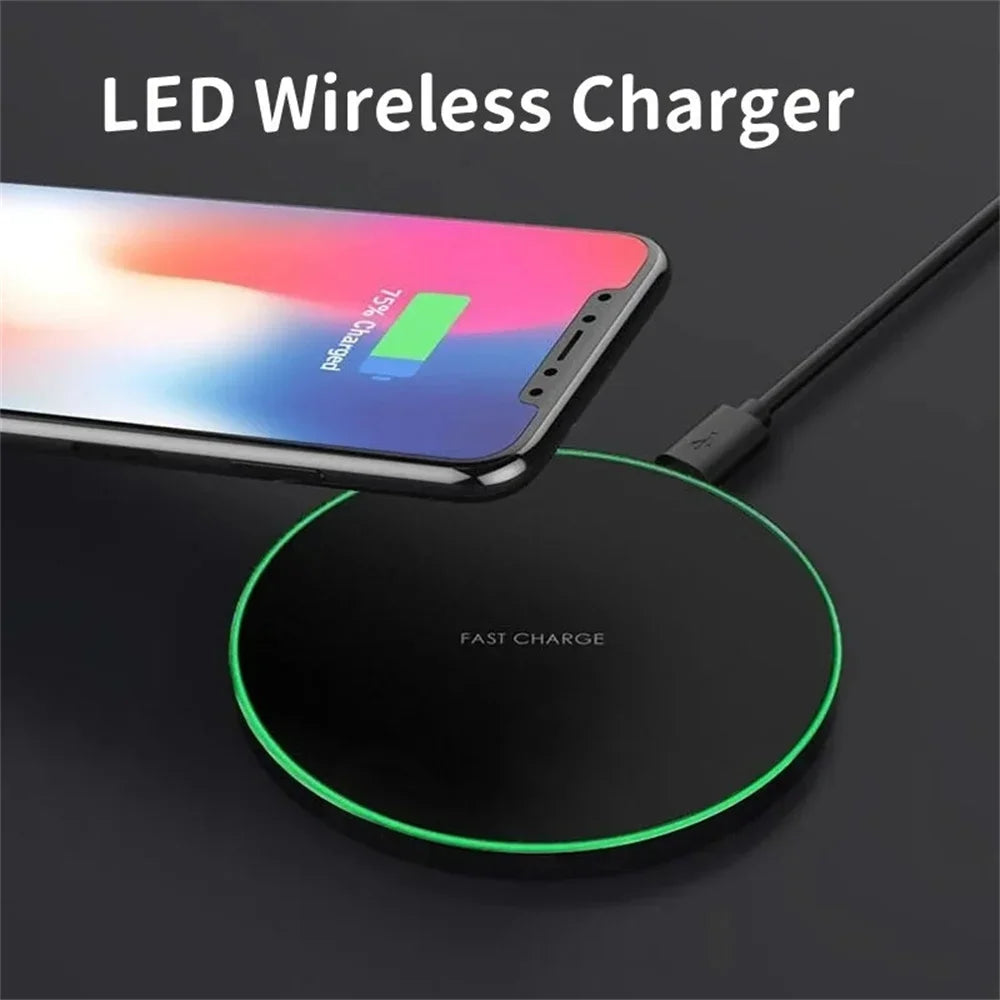 15W Wireless Charger Pad Stand For iPhone 15 14 13 Pro Max Samsung S24 Xiaomi Phone Charger Induction Fast Charging Dock Station