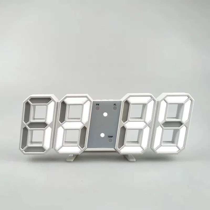 Night Digital Clock Wall Decor Mode Led Home and Decoration Clocks Hanging Watches Bedroom Room Large Interior 3D Light Garden