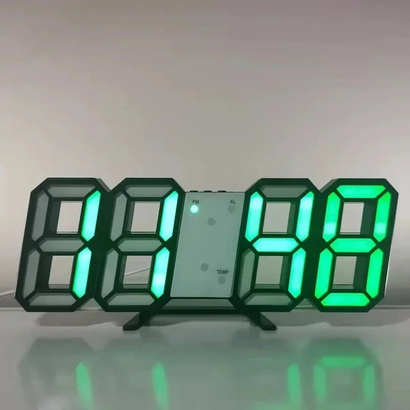 Night Digital Clock Wall Decor Mode Led Home and Decoration Clocks Hanging Watches Bedroom Room Large Interior 3D Light Garden