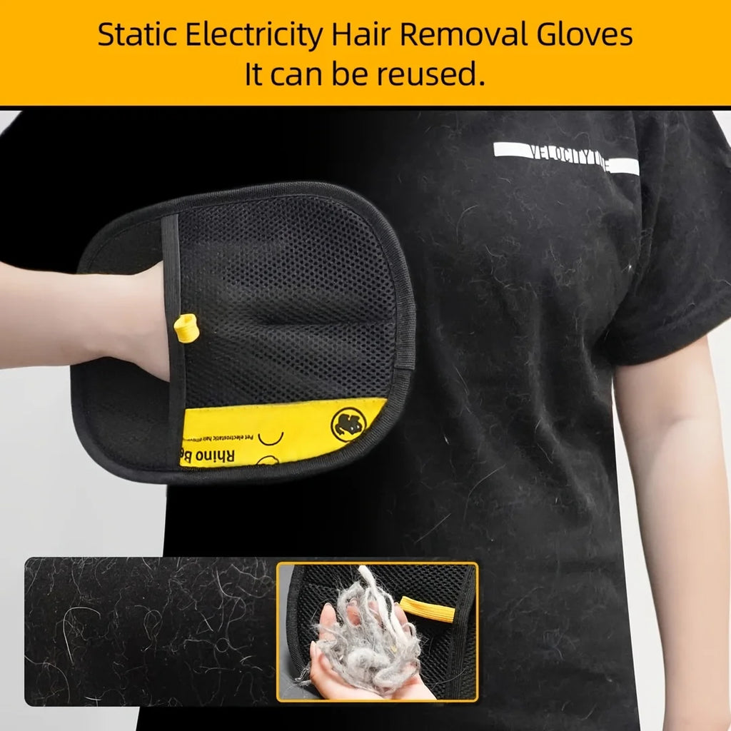 Pet Hair Removal Gloves - Double-Sided Grooming & Brushing Gloves for Cats & Dogs, Easy Clean Hair Brush