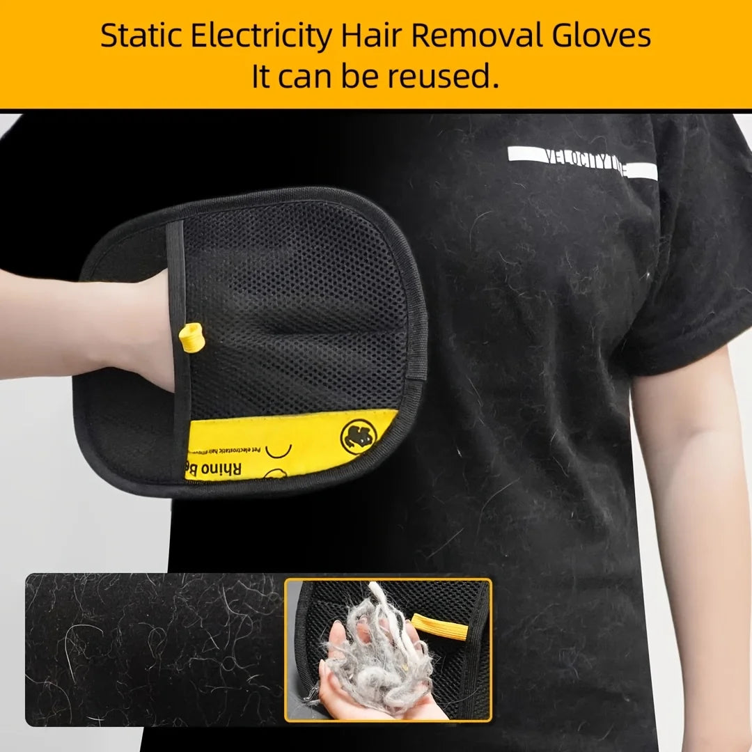 Pet Hair Removal Gloves - Double-Sided Grooming & Brushing Gloves for Cats & Dogs, Easy Clean Hair Brush