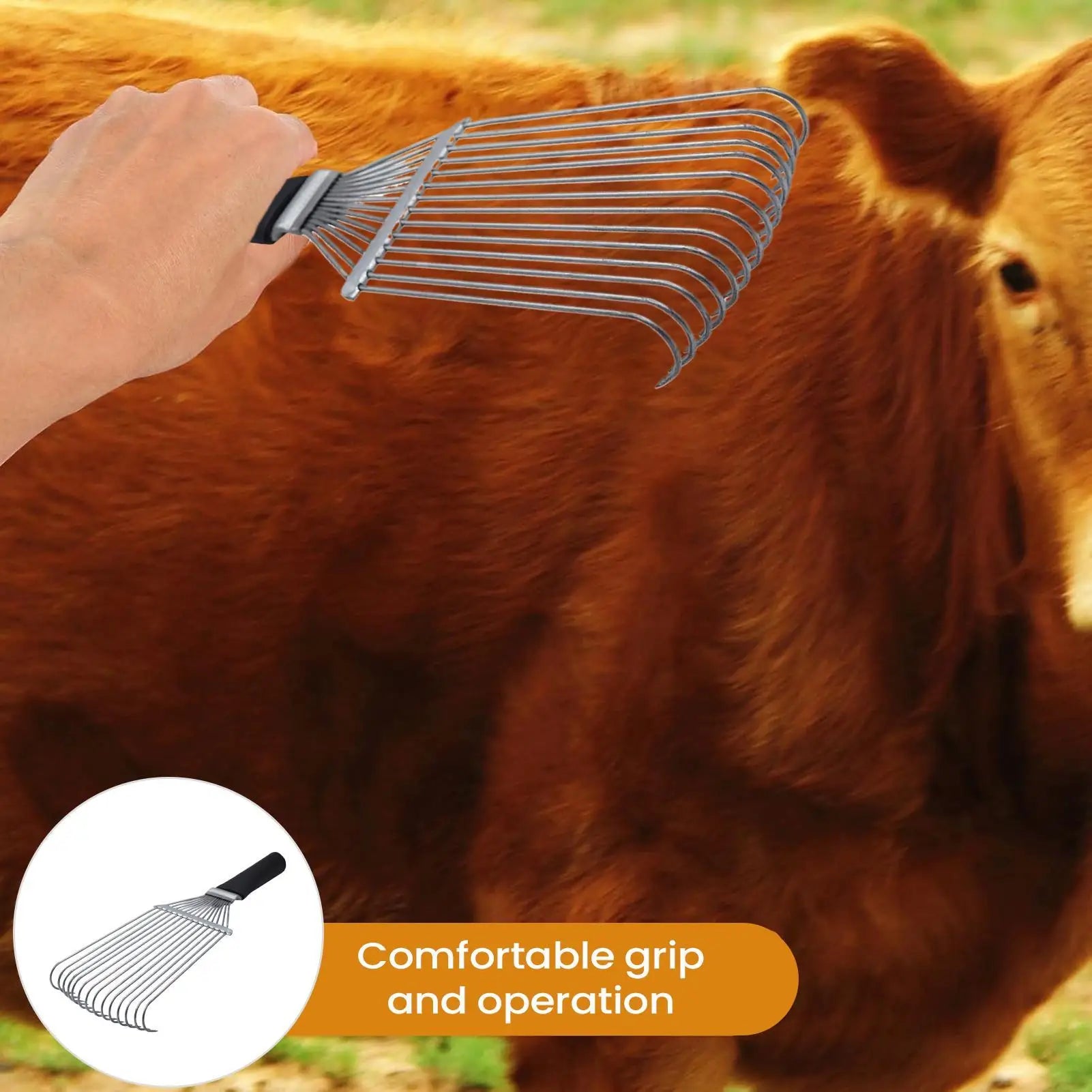 Horse Undercoat Rake Shedding Brush Undercoat Rake Steel Ergonomic Cashmere And Wool Brush For Pets Goat Sheep Cattle Animals
