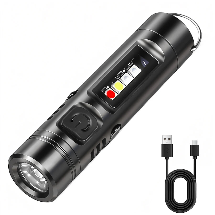 Mini LED COB Keychain Flashlight USB Rechargeable Torch with Magnetic/Pen Clip 9 Lighting Modes Lamp Emergency Working Lantern
