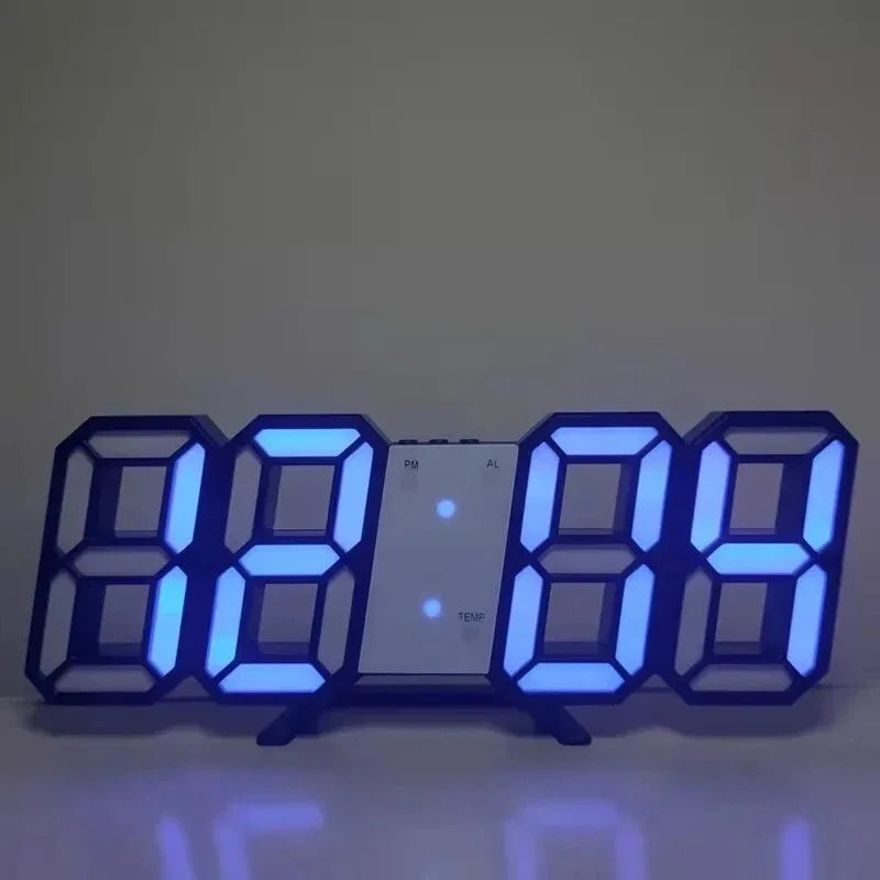 Night Digital Clock Wall Decor Mode Led Home and Decoration Clocks Hanging Watches Bedroom Room Large Interior 3D Light Garden