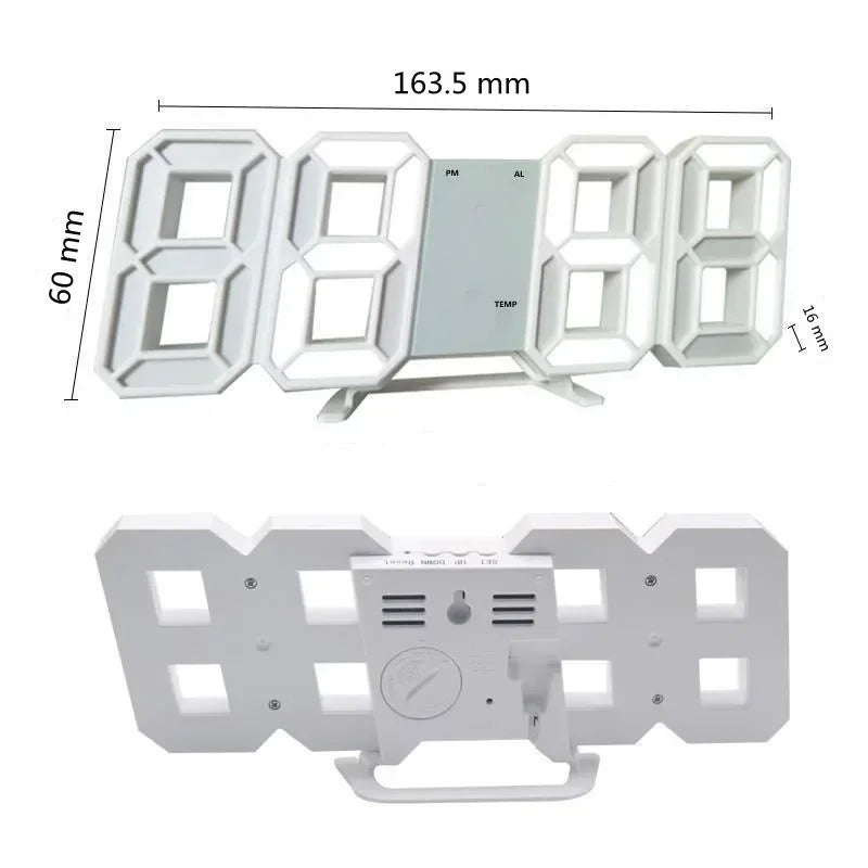 Night Digital Clock Wall Decor Mode Led Home and Decoration Clocks Hanging Watches Bedroom Room Large Interior 3D Light Garden