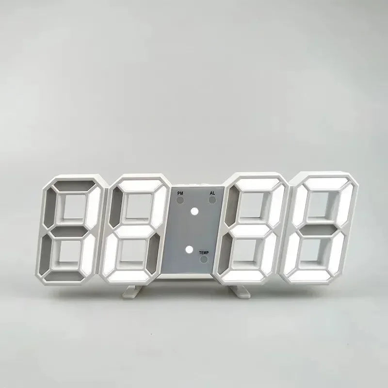 Night Digital Clock Wall Decor Mode Led Home and Decoration Clocks Hanging Watches Bedroom Room Large Interior 3D Light Garden