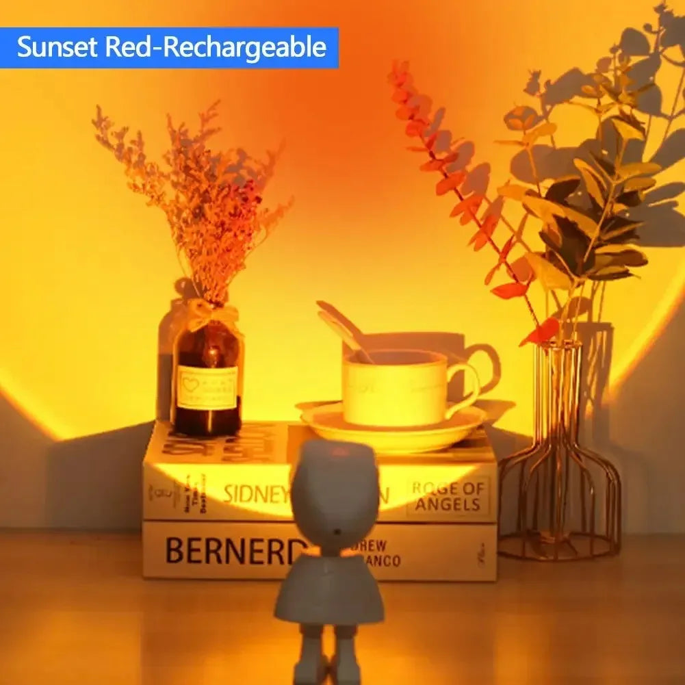 Astronaut Robot Rainbow Projection Sun Lamp Table Night Light Sunset Lamp Infinite Dimming Bedroom Atmosphere Light