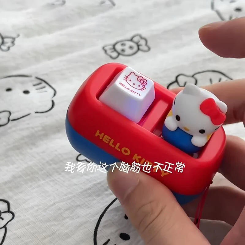 Sanrio Hello Kitty Voice Button Keyring Kt Cat Keycap Stress Relief Toy Cute Keyboard Button Squishy Desk Decor Birthday Gifts