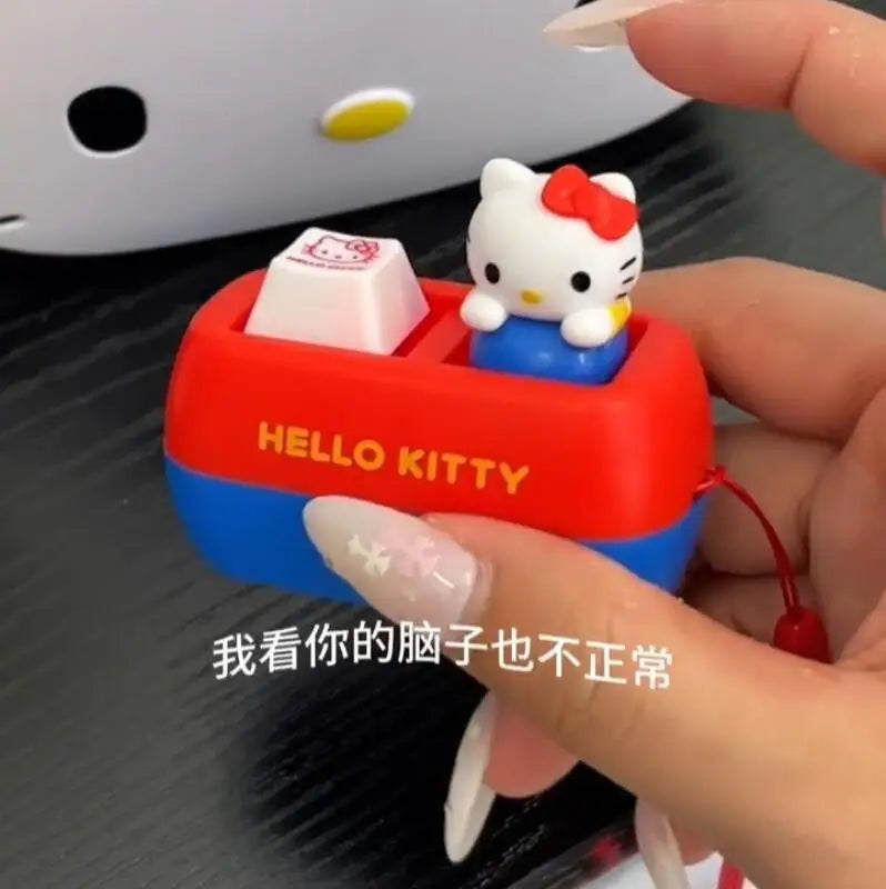 Sanrio Hello Kitty Voice Button Keyring Kt Cat Keycap Stress Relief Toy Cute Keyboard Button Squishy Desk Decor Birthday Gifts