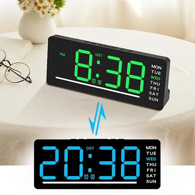 Minimalist  Clock Home Decor Smart Mute LED Electronic Wall Clock Modern Desk Clock For Room Night Alarm