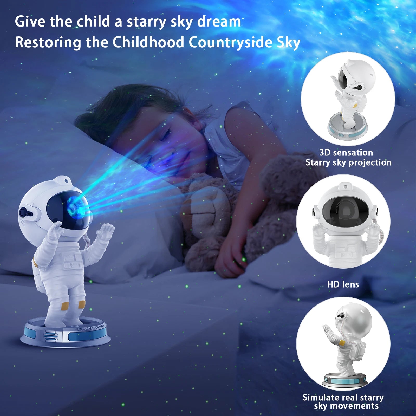 2025 Astronaut Star Projector Night Light: Multiple Lighting Modes Remote Control Galaxy Atmosphere Lamp for Bedroom Decor Gift