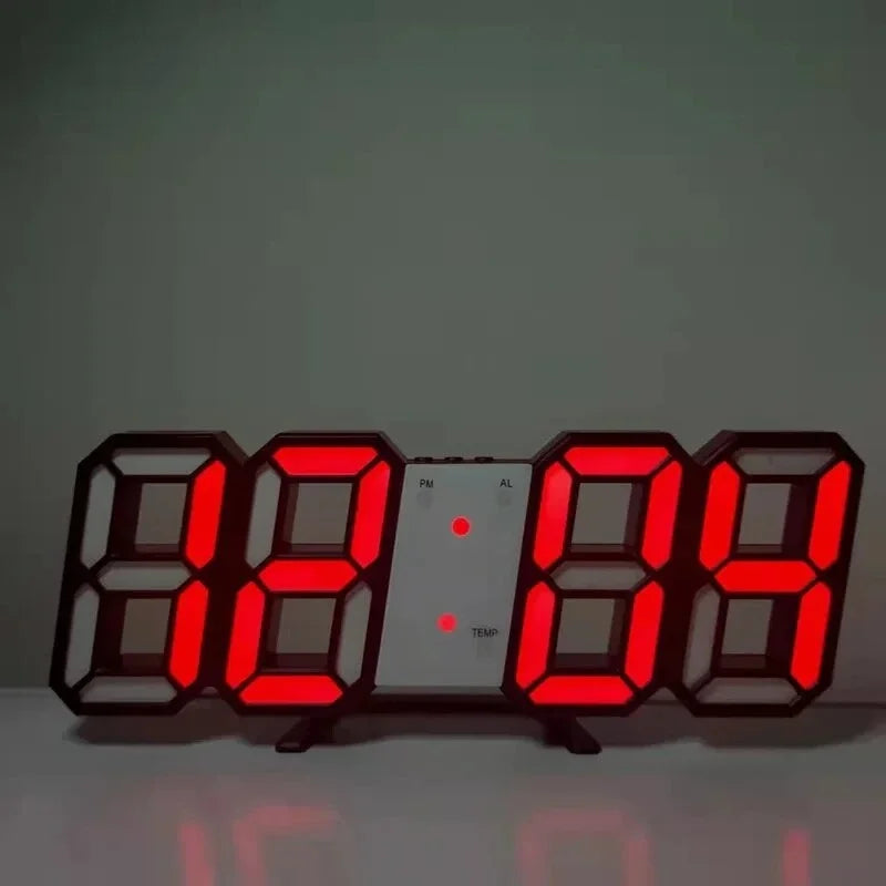 Night Digital Clock Wall Decor Mode Led Home and Decoration Clocks Hanging Watches Bedroom Room Large Interior 3D Light Garden