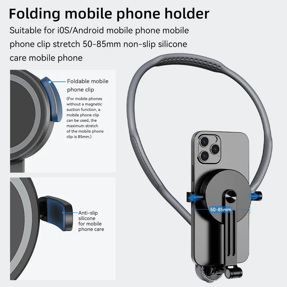 Strong Magnetic Neck Mount Silicone Quick Release Holder For iPhone 16 17 15 14 13 Pro Max Sumsung Xiaomi Video Recording Stand