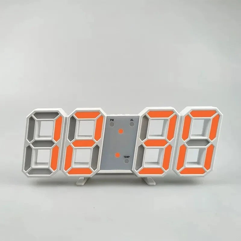 Night Digital Clock Wall Decor Mode Led Home and Decoration Clocks Hanging Watches Bedroom Room Large Interior 3D Light Garden