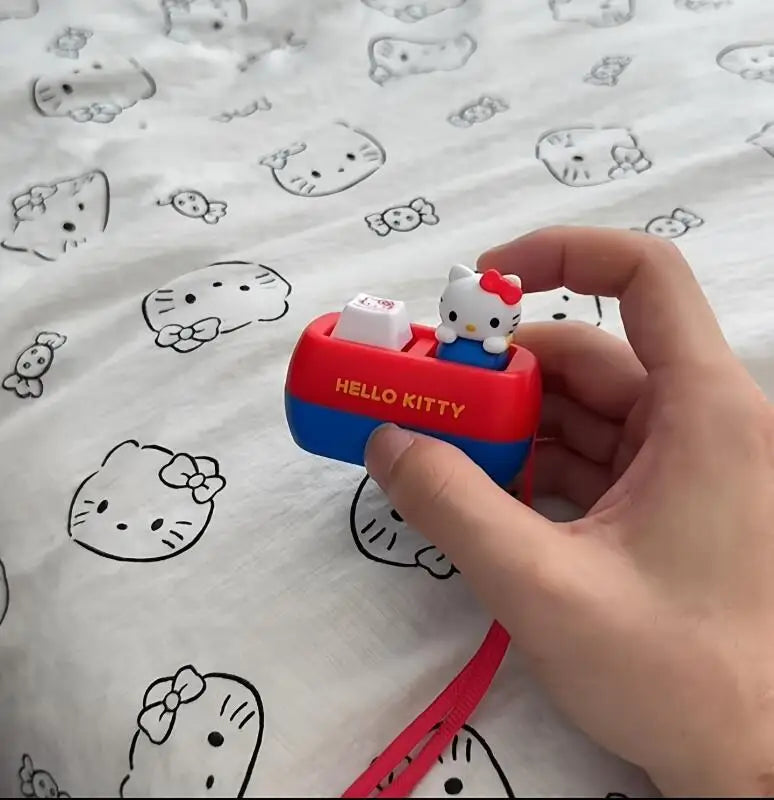 Sanrio Hello Kitty Voice Button Keyring Kt Cat Keycap Stress Relief Toy Cute Keyboard Button Squishy Desk Decor Birthday Gifts