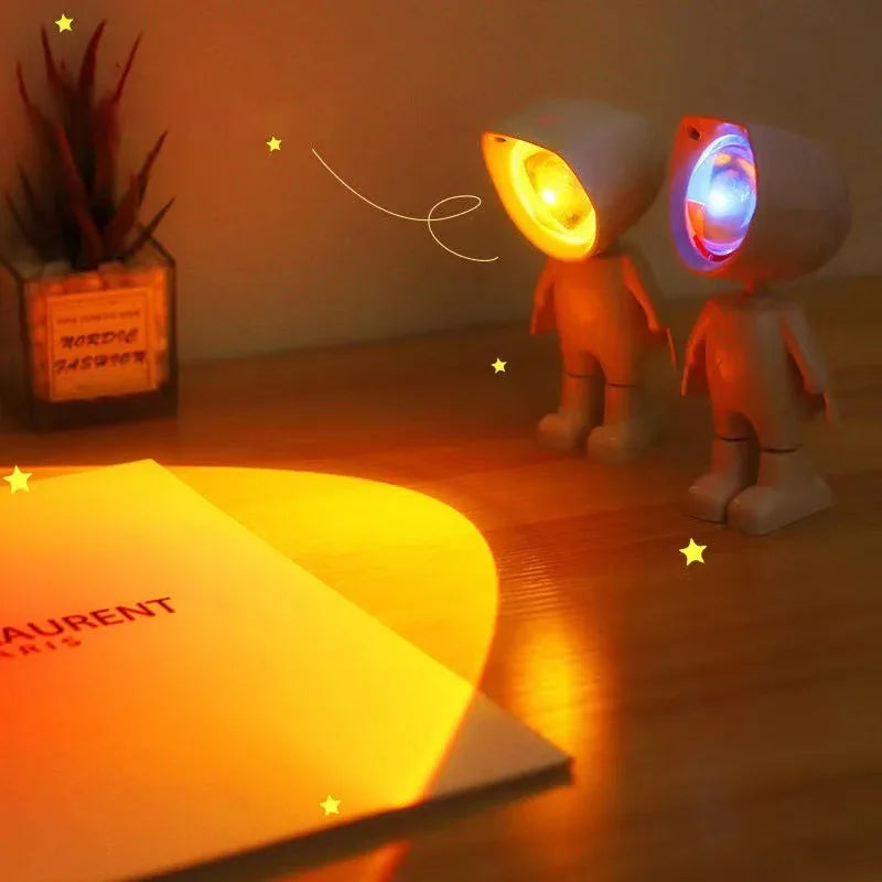 Astronaut Robot Rainbow Projection Sun Lamp Table Night Light Sunset Lamp Infinite Dimming Bedroom Atmosphere Light