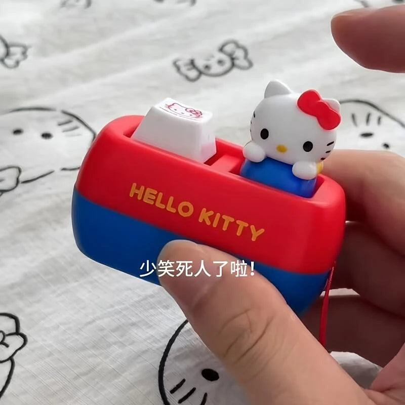 Sanrio Hello Kitty Voice Button Keyring Kt Cat Keycap Stress Relief Toy Cute Keyboard Button Squishy Desk Decor Birthday Gifts