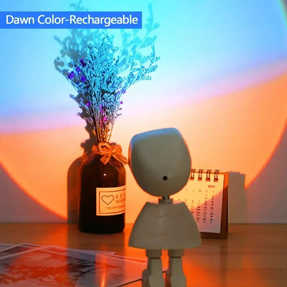 Astronaut Robot Rainbow Projection Sun Lamp Table Night Light Sunset Lamp Infinite Dimming Bedroom Atmosphere Light